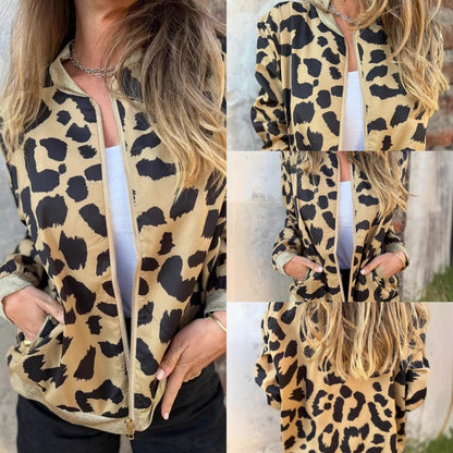 🎉🎉Reißverschlussjacke mit Leopardenmuster für Damen🍃🍃