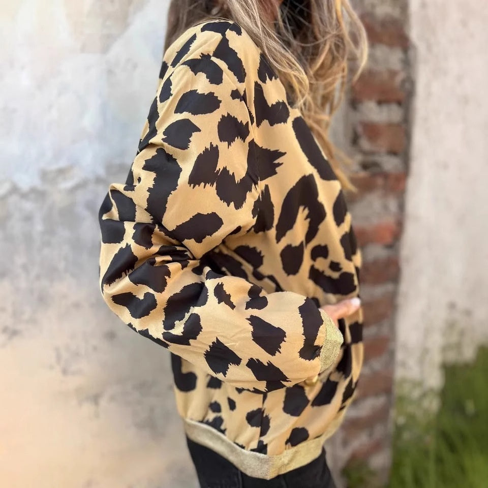 🎉🎉Reißverschlussjacke mit Leopardenmuster für Damen🍃🍃
