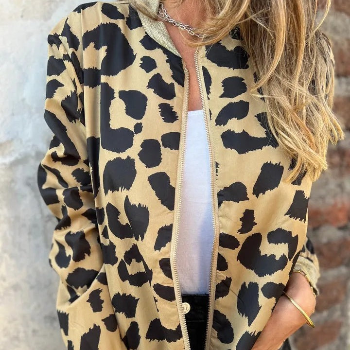 🎉🎉Reißverschlussjacke mit Leopardenmuster für Damen🍃🍃