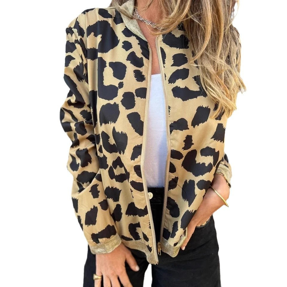 🎉🎉Reißverschlussjacke mit Leopardenmuster für Damen🍃🍃