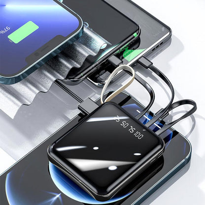 Großhandelspreise🚀Spiegeldesign, modisch und cool🔋Neue 20000-mAh-Powerbank mit großer Kapazität und integriertem Kabel