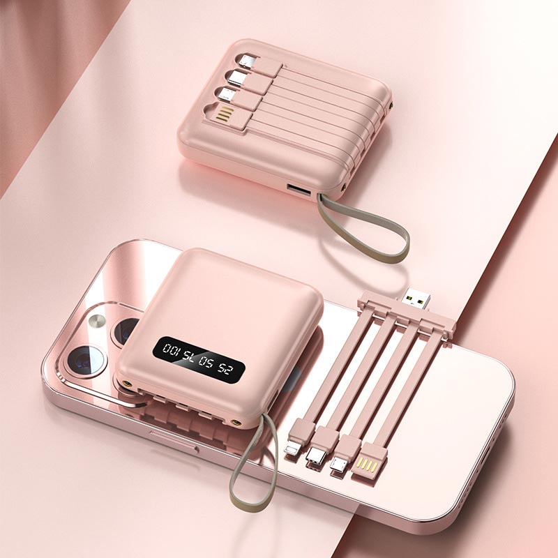Großhandelspreise🚀Spiegeldesign, modisch und cool🔋Neue 20000-mAh-Powerbank mit großer Kapazität und integriertem Kabel