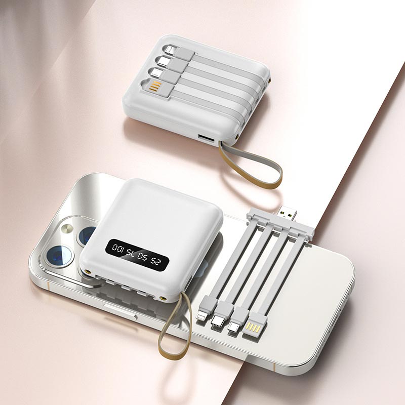 Großhandelspreise🚀Spiegeldesign, modisch und cool🔋Neue 20000-mAh-Powerbank mit großer Kapazität und integriertem Kabel