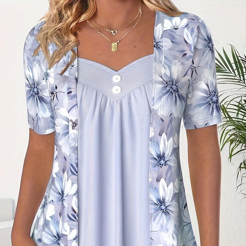 🌸Unregelmäßiges Patchwork-Top mit Blumenmuster für Frauen🌸