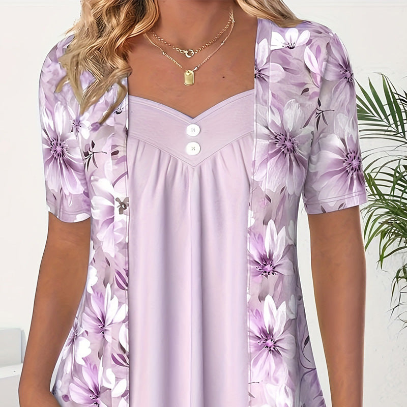 🌸Unregelmäßiges Patchwork-Top mit Blumenmuster für Frauen🌸