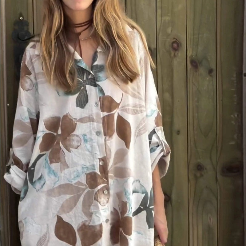 🌺2025 Neu eingetroffen - 50% OFF🌺Bequemes, lockeres, bedrucktes Shirt-Kleid für Damen