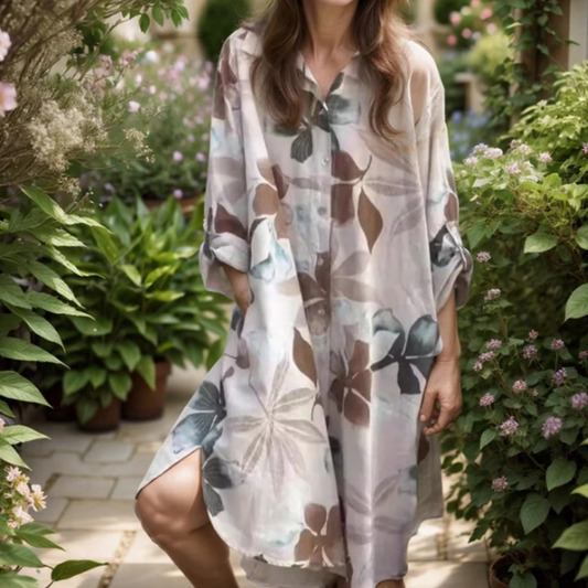 🌺2025 Neu eingetroffen - 50% OFF🌺Bequemes, lockeres, bedrucktes Shirt-Kleid für Damen
