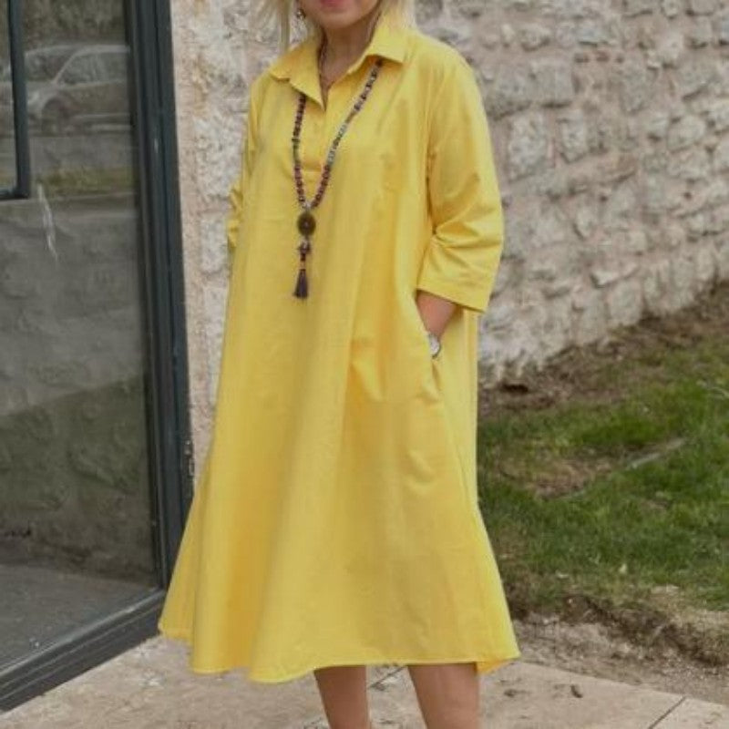 ⏳Zeitlich begrenztes Angebot🩷Women's Casual Solid Color Dress with Convenient Pockets
