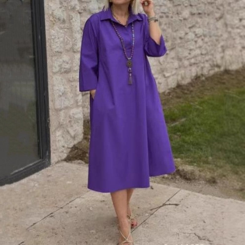 ⏳Zeitlich begrenztes Angebot🩷Women's Casual Solid Color Dress with Convenient Pockets