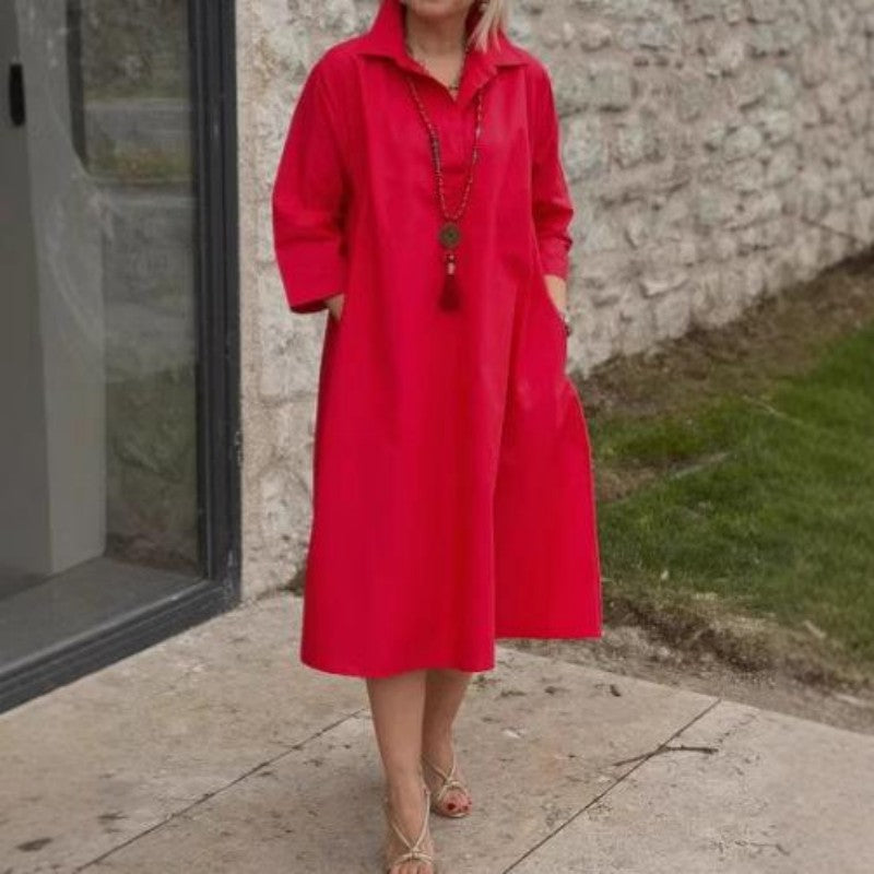 ⏳Zeitlich begrenztes Angebot🩷Women's Casual Solid Color Dress with Convenient Pockets