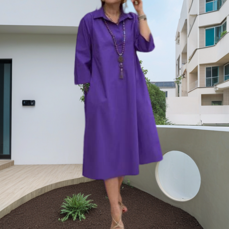 ⏳Zeitlich begrenztes Angebot🩷Women's Casual Solid Color Dress with Convenient Pockets