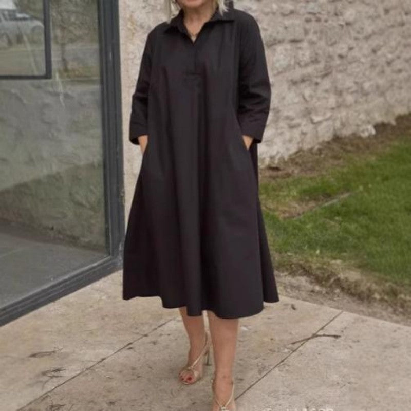 ⏳Zeitlich begrenztes Angebot🩷Women's Casual Solid Color Dress with Convenient Pockets