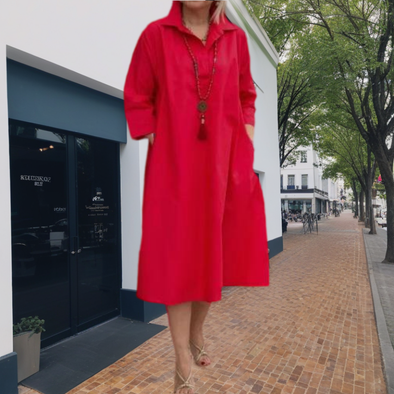 ⏳Zeitlich begrenztes Angebot🩷Women's Casual Solid Color Dress with Convenient Pockets