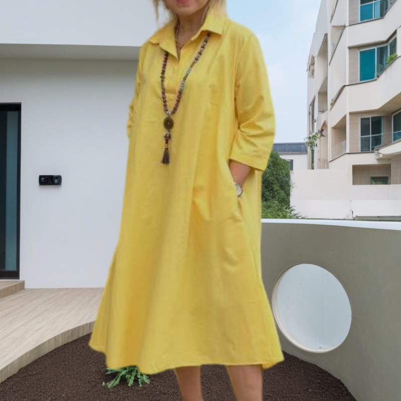 ⏳Zeitlich begrenztes Angebot🩷Women's Casual Solid Color Dress with Convenient Pockets
