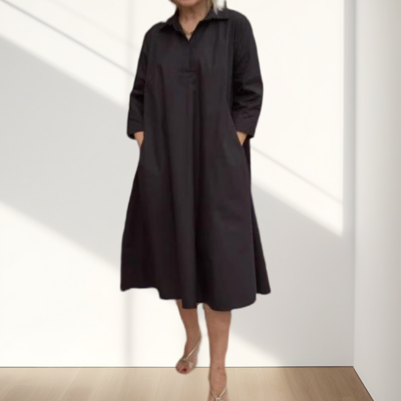 ⏳Zeitlich begrenztes Angebot🩷Women's Casual Solid Color Dress with Convenient Pockets