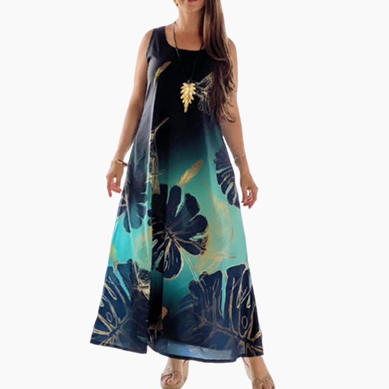 🌸50% rabatt🌸Damen lockeres bedrucktes ärmelloses Maxikleid