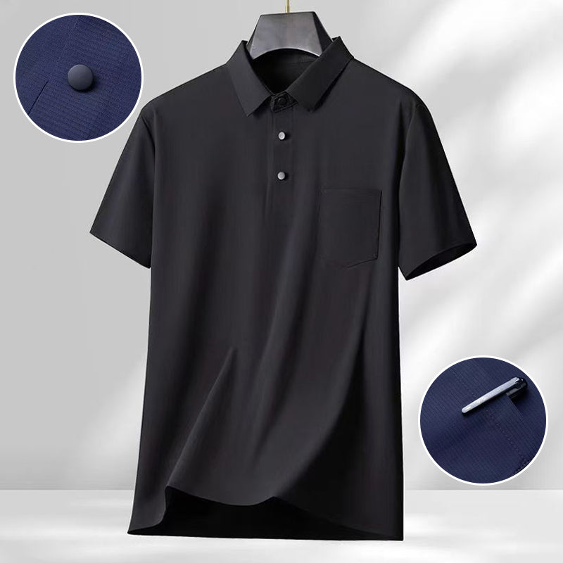Herren elastisches 2-teiliges Set aus Eisseide: Kurzarm-Hemd und lange Hose