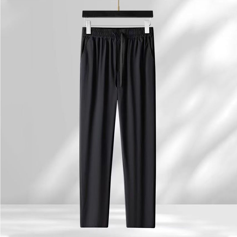 Herren elastisches 2-teiliges Set aus Eisseide: Kurzarm-Hemd und lange Hose
