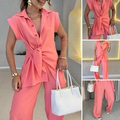 Elegantes Set aus tailliertem Oberteil und lässiger Hose