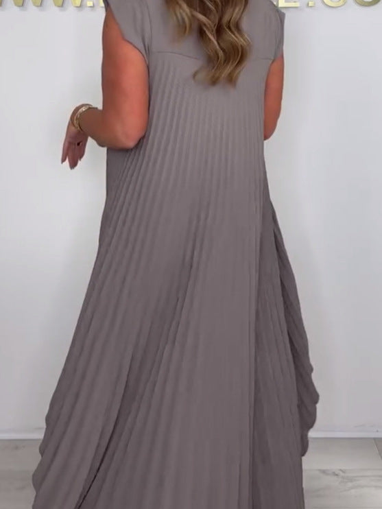 ✨Schneller Verkauf 50 % Rabatt🌸Laney Set aus plissiertem, kurzärmligem, unregelmäßigem Midi-Top und Hose mit weitem Bein und elastischer Taille