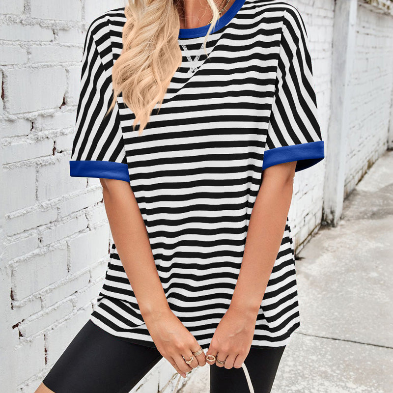 Kaufen Sie 2 gratis Versand🔥2025 Neu eingetroffen - 50% OFF🌺Gestreiftes Damen-T-Shirt mit entspannter Passform