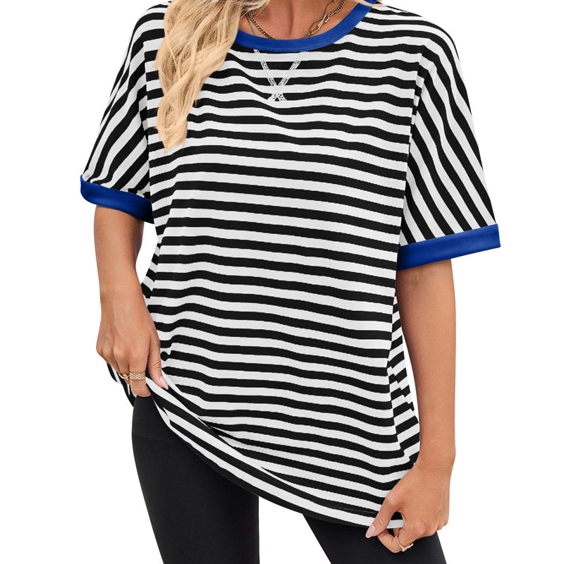 Kaufen Sie 2 gratis Versand🔥2025 Neu eingetroffen - 50% OFF🌺Gestreiftes Damen-T-Shirt mit entspannter Passform