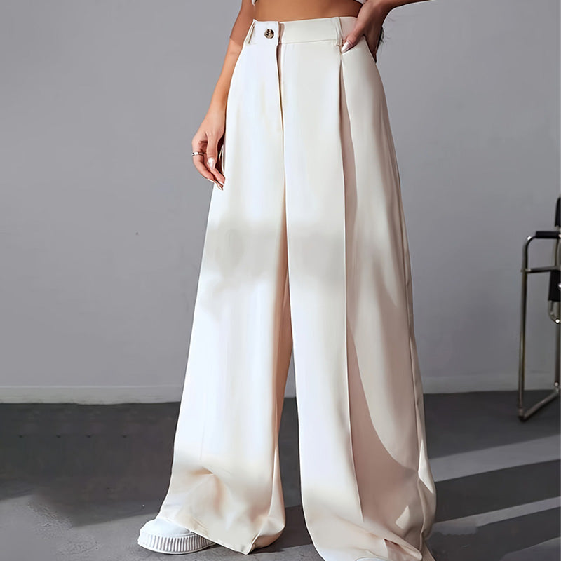 ✨2025 Neue Produkte💕Einfarbige Hose mit hohem Bund und weitem Bein für Damen