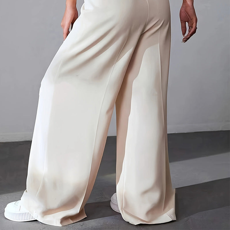 ✨2025 Neue Produkte💕Einfarbige Hose mit hohem Bund und weitem Bein für Damen