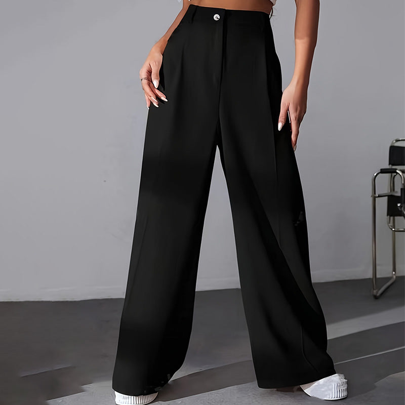 ✨2025 Neue Produkte💕Einfarbige Hose mit hohem Bund und weitem Bein für Damen