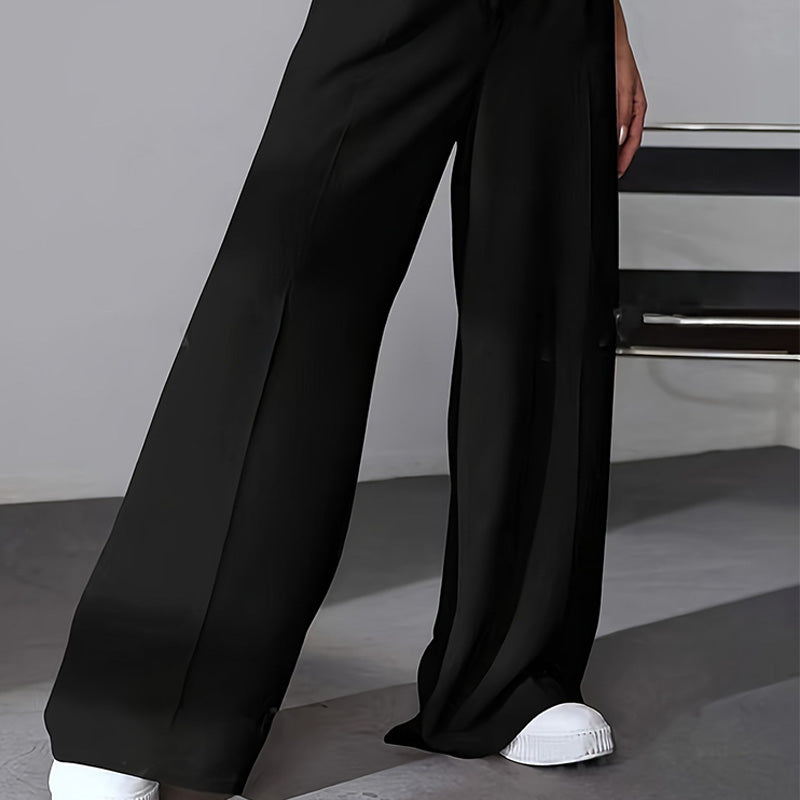 ✨2025 Neue Produkte💕Einfarbige Hose mit hohem Bund und weitem Bein für Damen