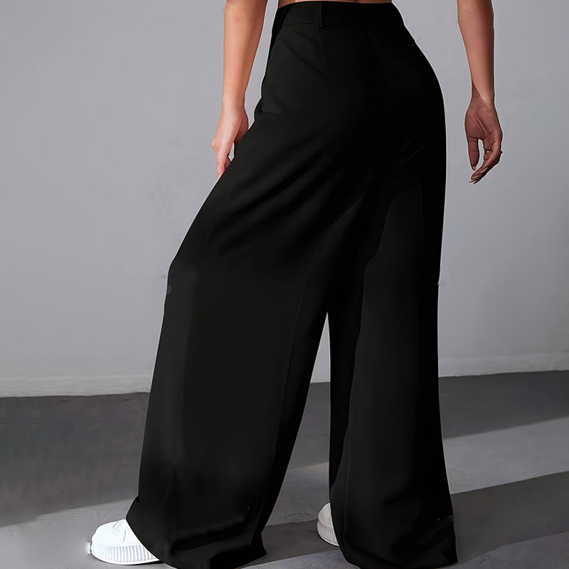 ✨2025 Neue Produkte💕Einfarbige Hose mit hohem Bund und weitem Bein für Damen
