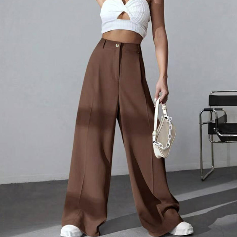 ✨2025 Neue Produkte💕Einfarbige Hose mit hohem Bund und weitem Bein für Damen