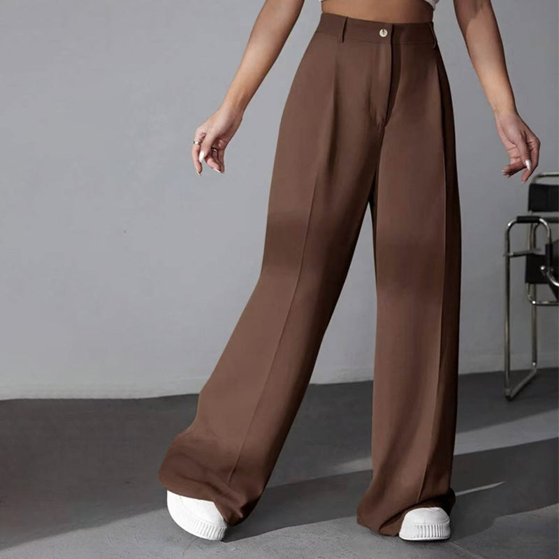 ✨2025 Neue Produkte💕Einfarbige Hose mit hohem Bund und weitem Bein für Damen