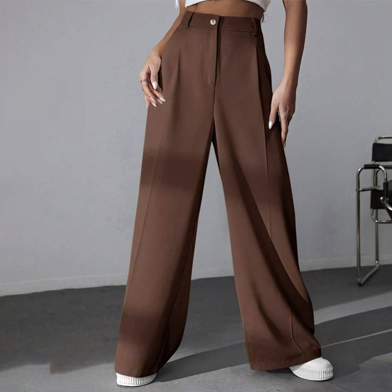 ✨2025 Neue Produkte💕Einfarbige Hose mit hohem Bund und weitem Bein für Damen
