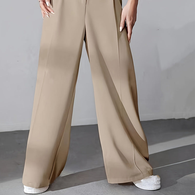 ✨2025 Neue Produkte💕Einfarbige Hose mit hohem Bund und weitem Bein für Damen