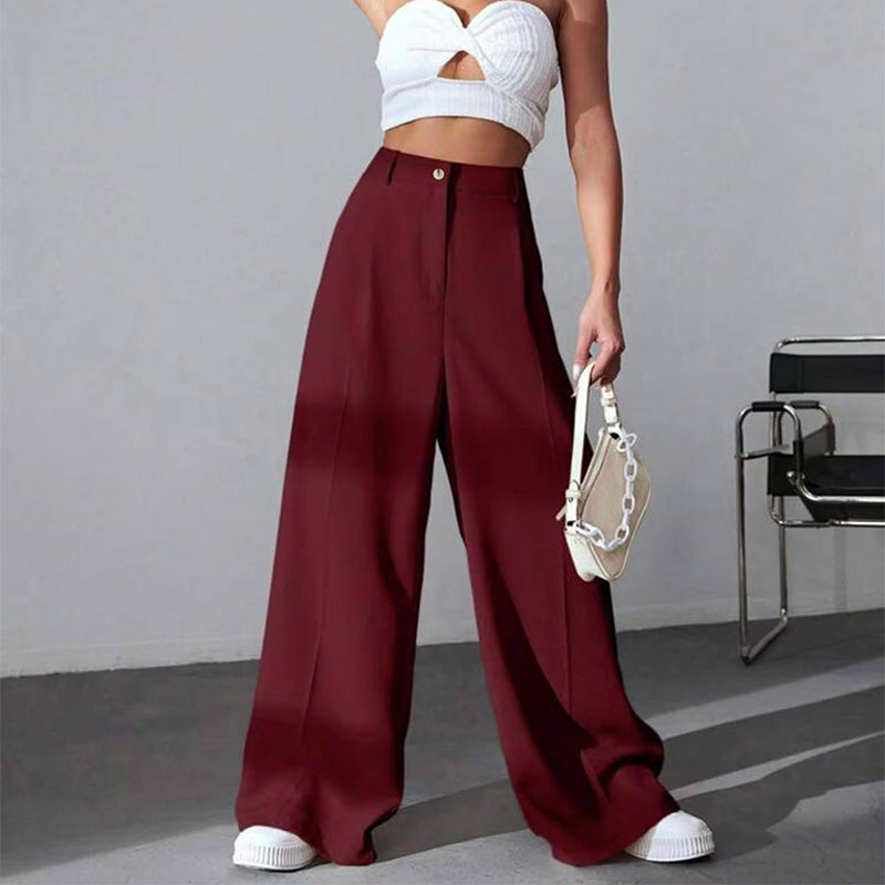 ✨2025 Neue Produkte💕Einfarbige Hose mit hohem Bund und weitem Bein für Damen