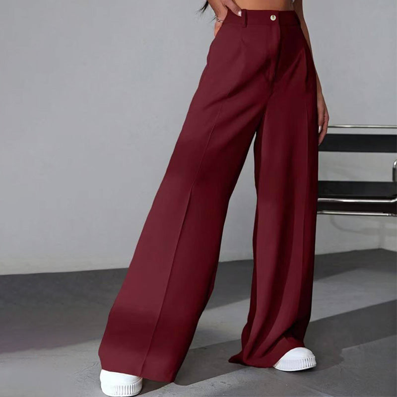 ✨2025 Neue Produkte💕Einfarbige Hose mit hohem Bund und weitem Bein für Damen