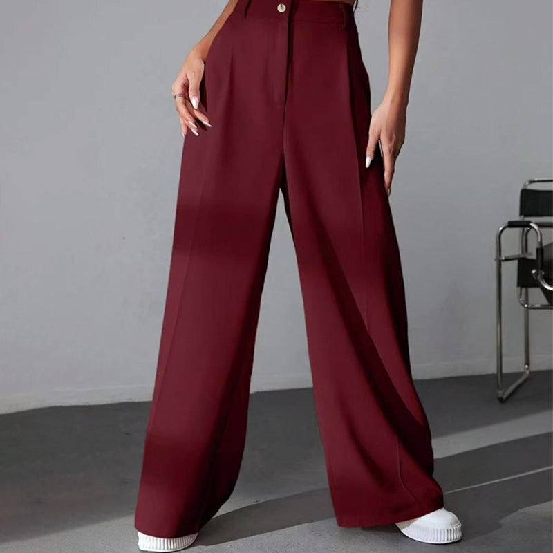 ✨2025 Neue Produkte💕Einfarbige Hose mit hohem Bund und weitem Bein für Damen