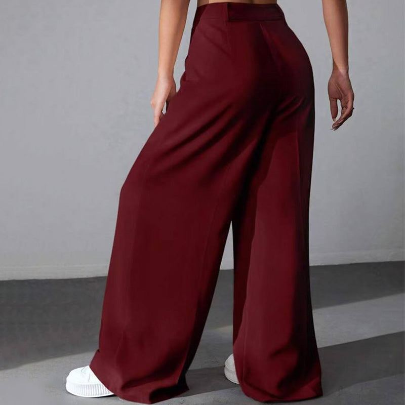 ✨2025 Neue Produkte💕Einfarbige Hose mit hohem Bund und weitem Bein für Damen
