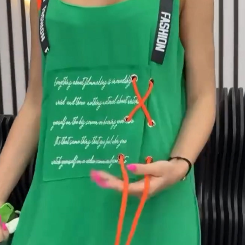 💥Lässiges, ärmelloses Kleid mit Print für Damen