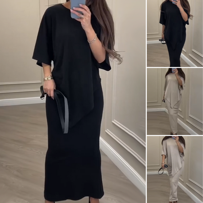 🥰Lässiges zweiteiliges Set aus lockerem Oberteil und Rock für Damen🔥