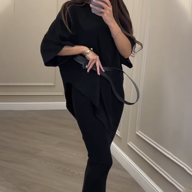 🥰Lässiges zweiteiliges Set aus lockerem Oberteil und Rock für Damen🔥