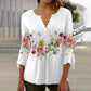 🌸💐2025 Mode neue Blumen gedruckt V-Ausschnitt plissiert Knopf T-Shirt unten Shirt