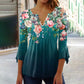 🌸💐2025 Mode neue Blumen gedruckt V-Ausschnitt plissiert Knopf T-Shirt unten Shirt