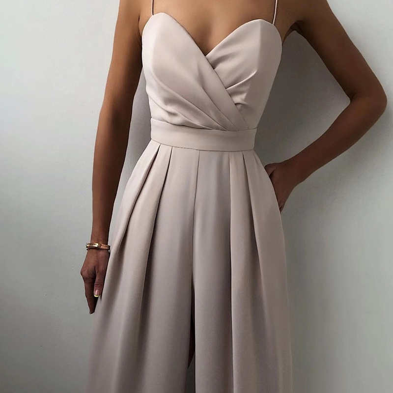 💥Einfarbiger, taillenverschlankender, gerader Jumpsuit mit Camisole für Damen