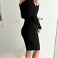 Sexy Bodycon-Kleid mit Rüschen und V-Ausschnitt für Damen