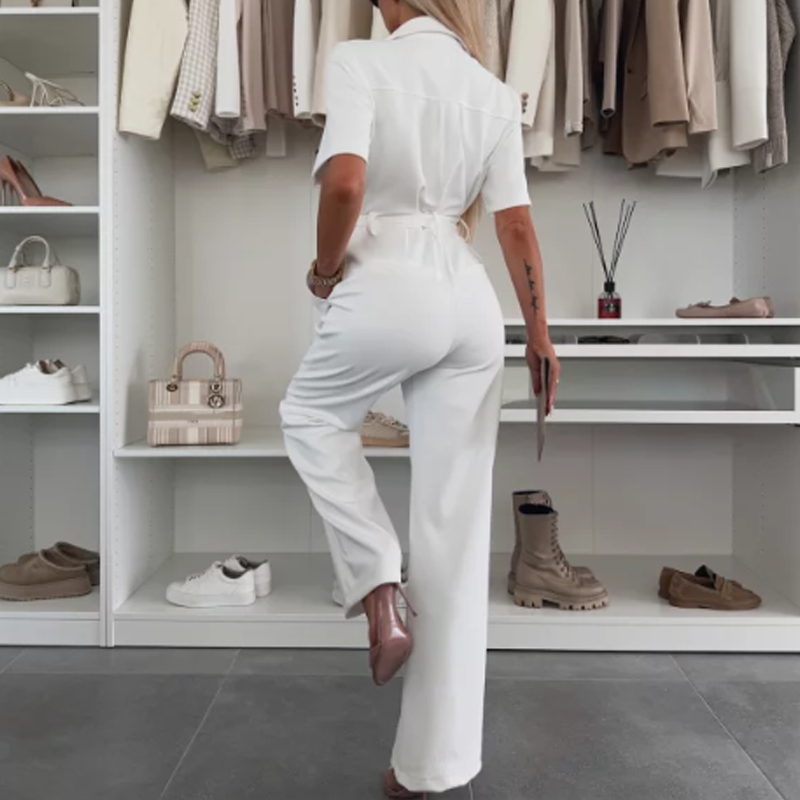 💕Button-Down-Jumpsuit mit Taillenband für Damen
