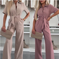 💕Button-Down-Jumpsuit mit Taillenband für Damen