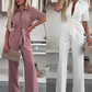 💕Button-Down-Jumpsuit mit Taillenband für Damen
