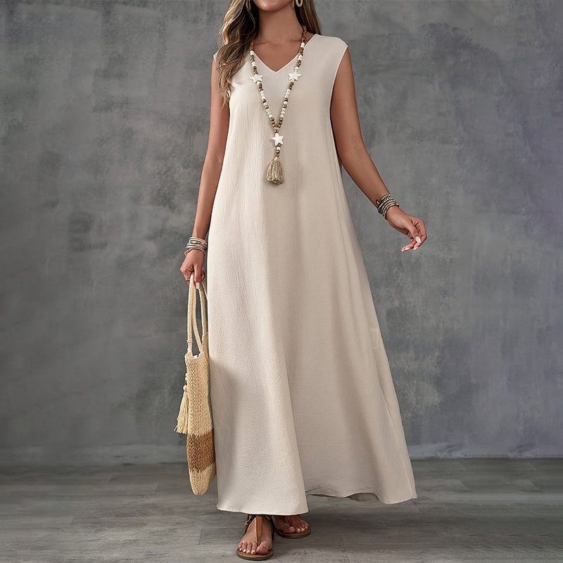 🔥Women's Sleeveless V-Neck Dress with Side Slit